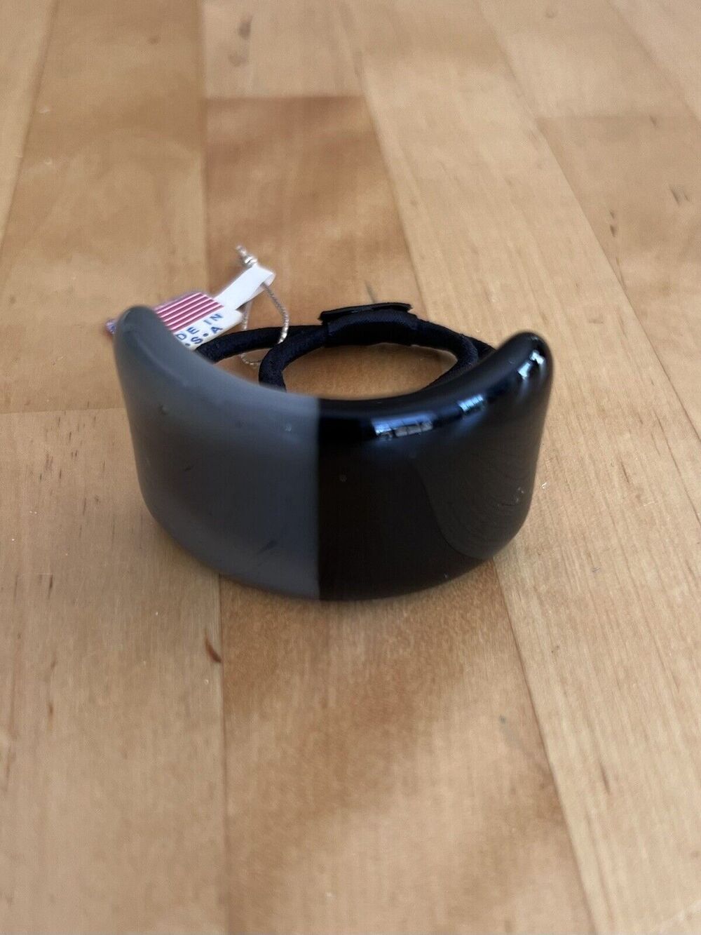Vintage Colette Malouf Black And Grey Glass Hair Pony Holder Accessory
